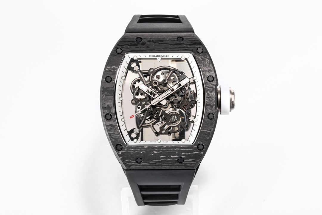 RM055 Real NTPT ZF 1:1 Best Edition Skeleton White Dial on Black Rubber Strap NH05A V3