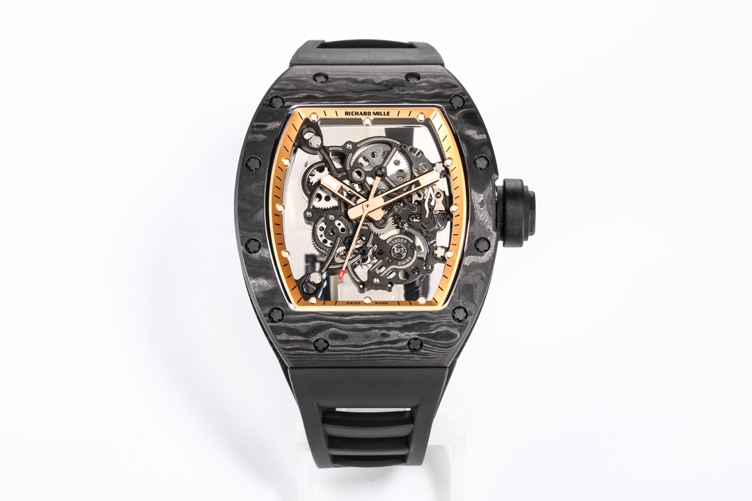 RM055 NTPT KVF Best Edition Skeleton Dial Gold on Black Rubber Strap