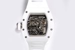 RM055 White Ceramic BBR Best Edition Skeleton Dial on White Rubber Strap Clone - Image 6