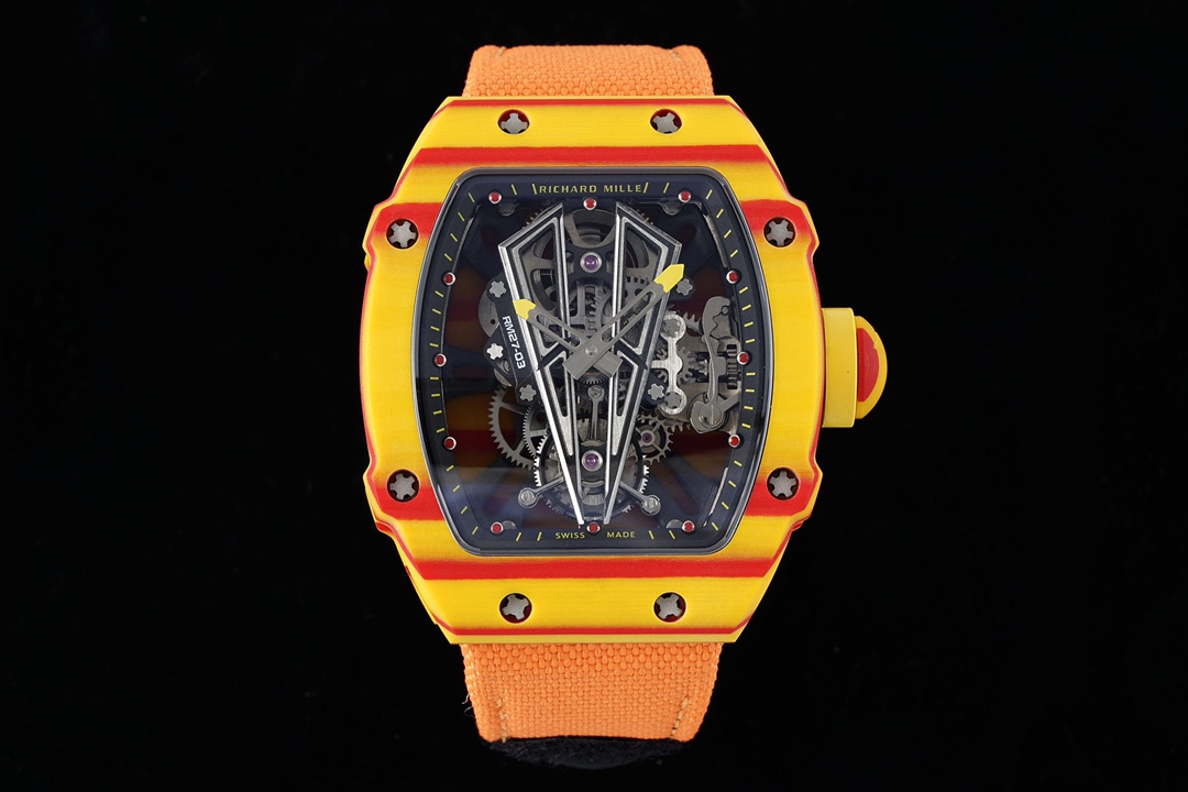 RM027-03 Real Tourbillon RMF Best Edition Orange/Red Carbon Skeleton Dial on Orange Nylon Strap
