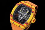 RM027-03 Real Tourbillon RMF Best Edition Orange/Red Carbon Skeleton Dial on Orange Nylon Strap - Image 2