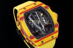 RM027-03 Real Tourbillon RMF Best Edition yellow/Red Carbon Skeleton Dial on Orange Nylon Strap - Image 4