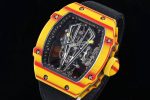 RM027-03 Real Tourbillon RMF Best Edition Orange/Red Carbon Skeleton Dial on Yellow Nylon Strap - Image 3