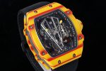 RM027-03 Real Tourbillon RMF Best Edition Orange/Red Carbon Skeleton Dial on Yellow Nylon Strap - Image 4