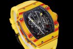 RM027-03 Real Tourbillon RMF Best Edition Orange/Red Carbon Skeleton Dial on Yellow Rubber Strap - Image 4