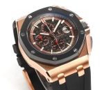 Royal Oak Offshore 44mm Forged Carbon RG Bezel JF 1:1 Best Edition Black Dial on Rubber Strap A3126 V2 - Image 5