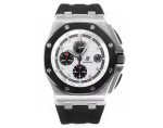 Royal Oak Offshore 44mm SS Updated Black Ceramic Bezel JF 1:1 Best Edition on Rubber Strap A3126 V2 w/ Cyclops and DW Mod