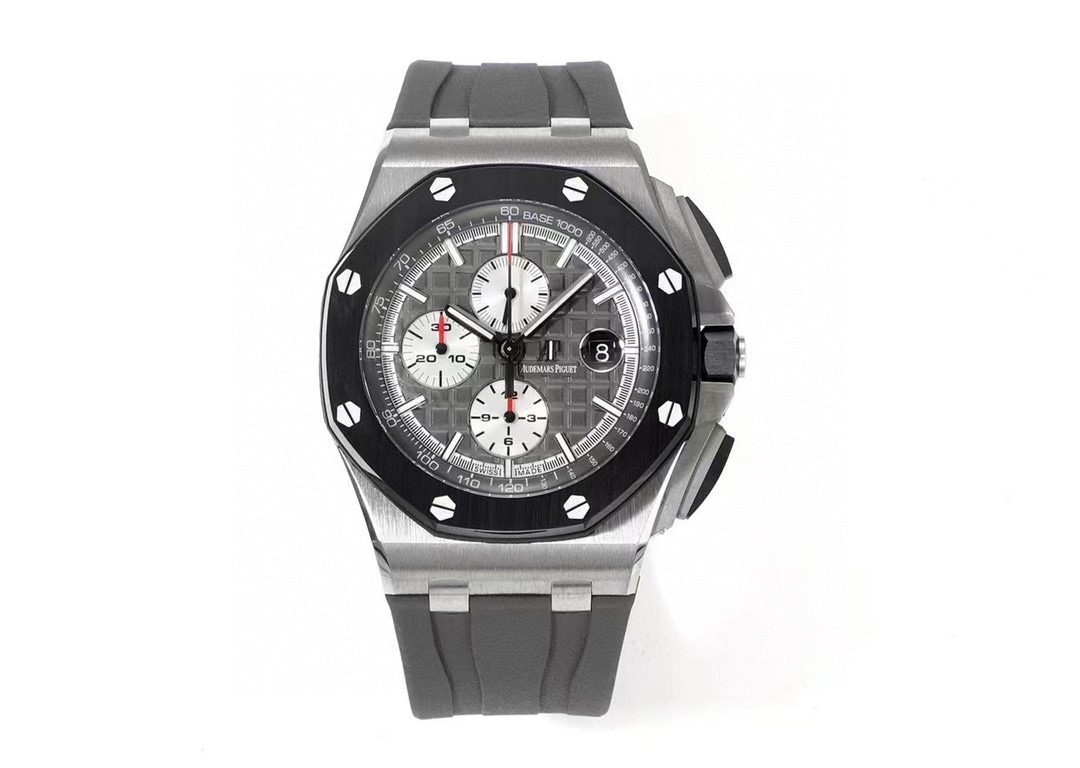 Royal Oak Offshore 44mm SS Ceramic Bezel JF 1:1 Best Edition Gray Dial on Rubber Strap A3126 V2