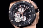 Royal Oak Offshore 44mm RG Ceramic Bezel JF 1:1 Best Edition Black/White Dial on Rubber Strap A3126 V2 - Image 2