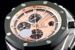 Royal Oak Offshore 44mm SS Green Ceramic Bezel JF 1:1 Best Edition Cream Dial on Rubber Strap A3126 V2 - Image 5