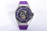 Royal Oak concept 26620 PVD 42mm “Black Panther” 1:1 Skeleton Dial on purple Rubber Strap