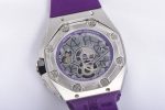 Royal Oak concept 26620 PVD 42mm “Black Panther” 1:1 Skeleton Dial on purple Rubber Strap - Image 7