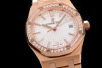 Royal Oak 77351 Ladies RG NTF Best Edition White Dial Diamonds Bezel on RG Bracelet A5800 - Image 5