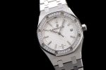 Royal Oak 77351 Ladies SS NTF Best Edition White Dial Diamonds Bezel on SS Bracelet A5800 - Image 2