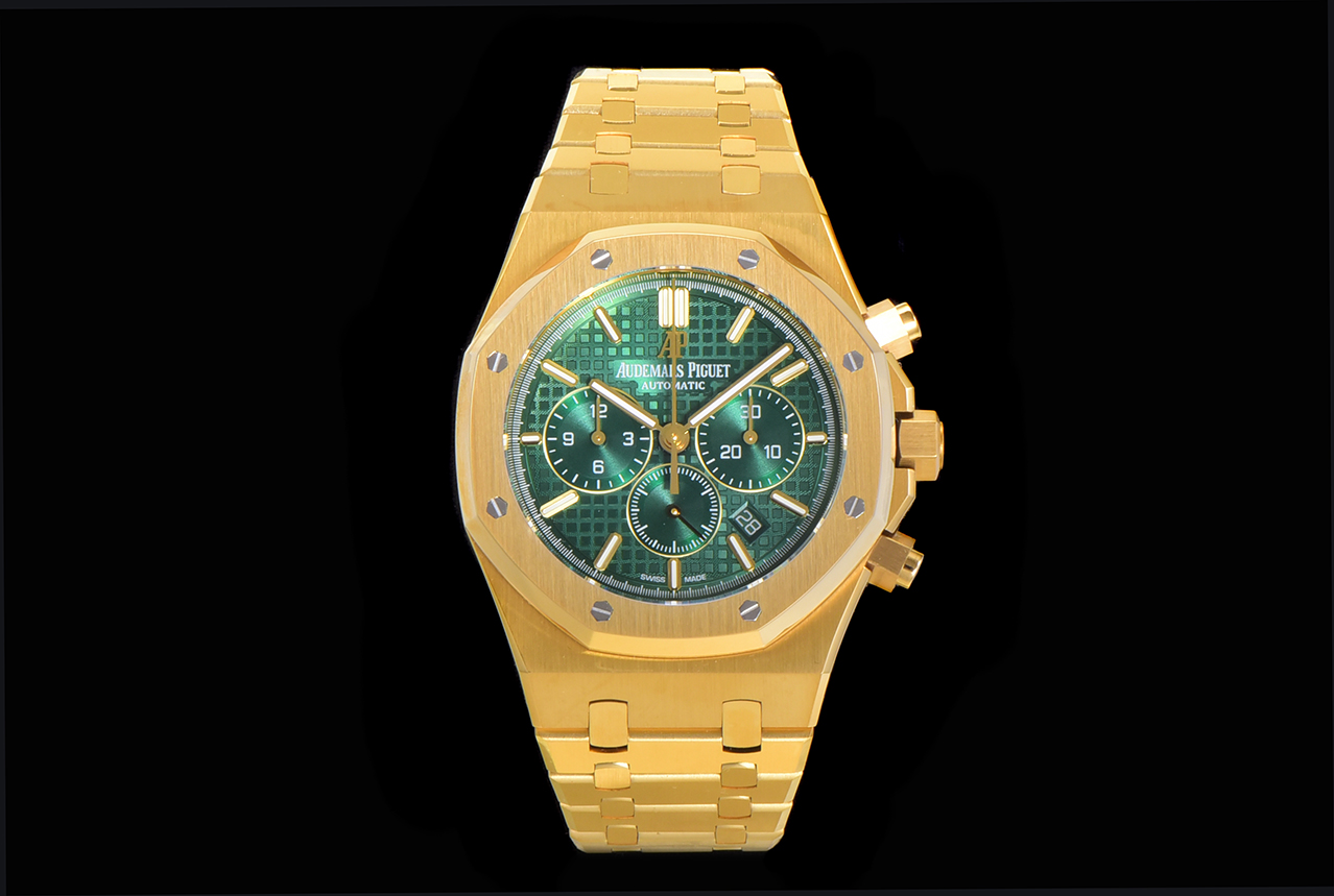 Royal Oak Chrono 26331BA YG OMF 1:1 Best Edition Green Dial on YG Bracelet A7750