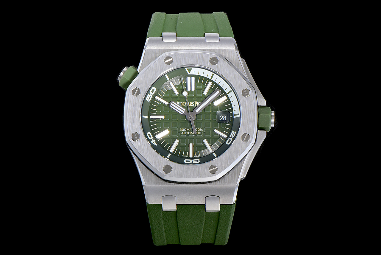 Royal Oak Offshore Diver Green 15710 JF 1:1 Best Edition on Green Rubber Strap A3120