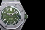 Royal Oak Offshore Diver Green 15710 JF 1:1 Best Edition on Green Rubber Strap A3120 - Image 4