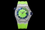 Royal Oak Offshore Diver 2017 Green 15710 JF 1:1 Best Edition on XS Rubber Strap A3120