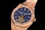 Royal Oak Tourbillon Extra-thin RG R8F 1:1 Best Edition Blue Textured Dial on RG Bracelet - Image 3