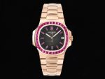 Nautilus 5711 RG GRF 1:1 Best Edition Gray Dial Purple Diamonds Bezel on RG Bracelet 324CS