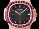 Nautilus 5711 RG GRF 1:1 Best Edition Gray Dial Purple Diamonds Bezel on RG Bracelet 324CS - Image 3