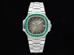 Nautilus 5711 SS GRF 1:1 Best Edition Gray Dial Green Diamonds Bezel on SS Bracelet 324CS