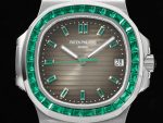 Nautilus 5711 SS GRF 1:1 Best Edition Gray Dial Green Diamonds Bezel on SS Bracelet 324CS - Image 2