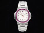Nautilus 5711 SS GRF 1:1 Best Edition White Dial Purple Diamonds Bezel on SS Bracelet 324CS