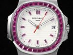 Nautilus 5711 SS GRF 1:1 Best Edition White Dial Purple Diamonds Bezel on SS Bracelet 324CS - Image 2