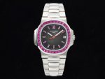 Nautilus 5711 SS GRF 1:1 Best Edition Gray Dial Purple Diamonds Bezel on SS Bracelet 324CS