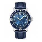 Fifty Fathoms Blue Titanium ZF 1:1 Best Edition Blue Dial on Sail-canvas Strap A1315