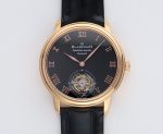 Carrousel Tourbillon RG Erotic Caseback Black Dial on Black Leather Strap