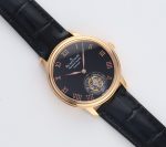 Carrousel Tourbillon RG Erotic Caseback Black Dial on Black Leather Strap - Image 2