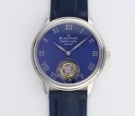 Carrousel Tourbillon SS Erotic Caseback Blue Dial on Blue Leather Strap