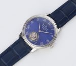 Carrousel Tourbillon SS Erotic Caseback Blue Dial on Blue Leather Strap - Image 3