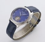 Carrousel Tourbillon SS Erotic Caseback Blue Dial on Blue Leather Strap - Image 6