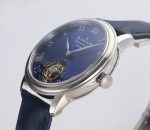 Carrousel Tourbillon SS Erotic Caseback Blue Dial on Blue Leather Strap - Image 7
