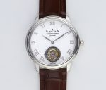 Carrousel Tourbillon SS Erotic Caseback White Dial on Brown Leather Strap
