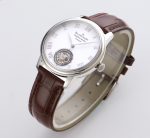 Carrousel Tourbillon SS Erotic Caseback White Dial on Brown Leather Strap - Image 4