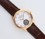 Carrousel Tourbillon RG Erotic Caseback White Dial on Brown Leather Strap - Image 3