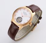 Carrousel Tourbillon RG Erotic Caseback White Dial on Brown Leather Strap - Image 4