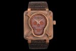 BR01 Bronze BRSF 1:1 Best Edition Brown Skull Dial on Brown Leather Strap A2824