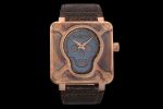 BR01 Bronze BRSF 1:1 Best Edition Gray Skull Dial on Brown Leather Strap A2824