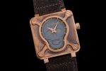 BR01 Bronze BRSF 1:1 Best Edition Gray Skull Dial on Brown Leather Strap A2824 - Image 2