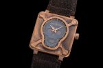 BR01 Bronze BRSF 1:1 Best Edition Gray Skull Dial on Brown Leather Strap A2824 - Image 3