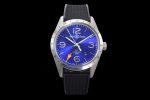 BR 123 GMT 24H SS Blue Dial on Black Rubber Strap A2836