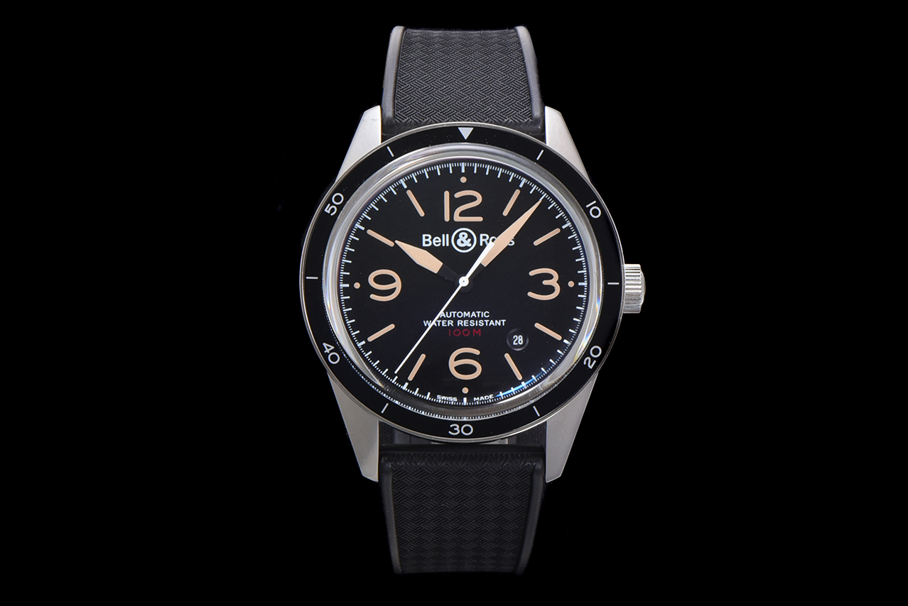 Vintage BR-V2 Steel Heritage Black Dial on Black Rubber Strap MIYOTA 9015