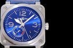 BR03-97 Automatic Power Reserve SS Blue Dial on Blue Leather Strap A23J - Image 4