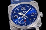 BR03-97 Automatic Power Reserve SS Blue Dial on Blue Leather Strap A23J - Image 5