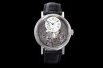 Tradition 7097BB SS ZF 1:1 Best Edition White/Gray Dial on Black Leather Strap A505